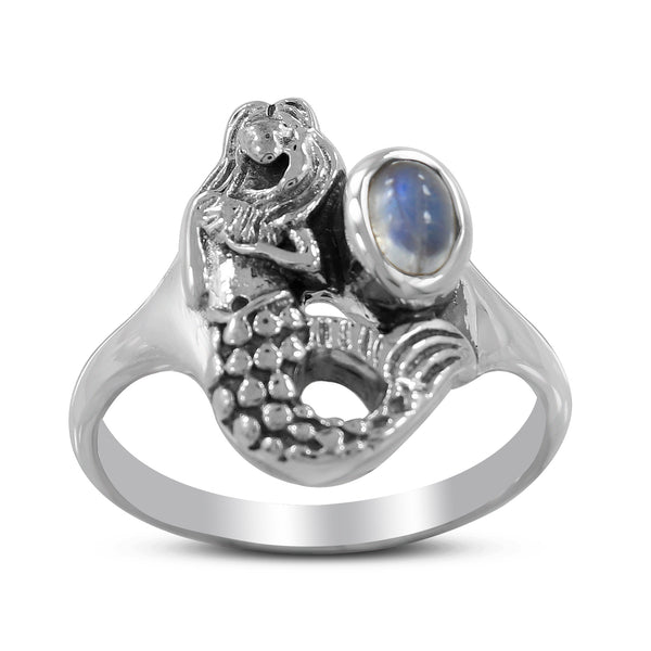 Rainbow Moonstone Silver Rings