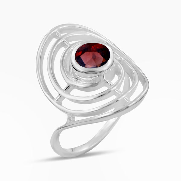 Natural Garnet Silver Rings