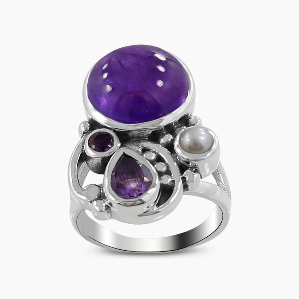 Natural Amethyst Sterling Silver Rings