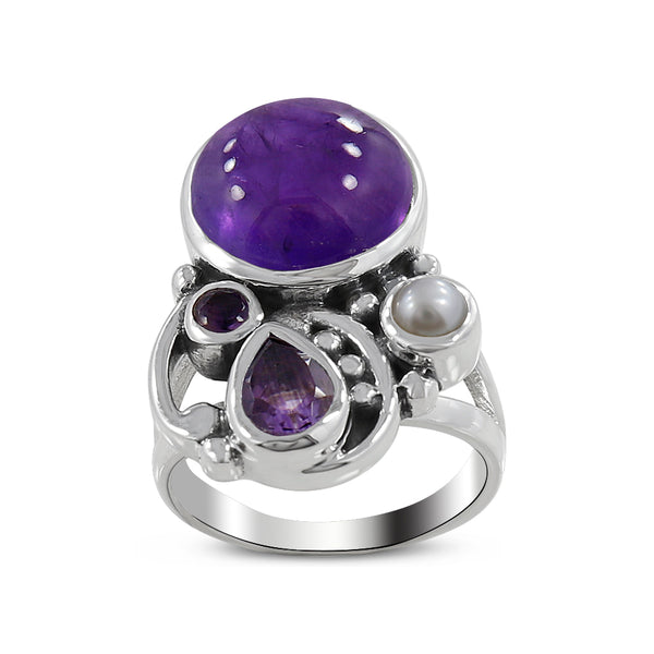 Natural Amethyst Sterling Silver Rings