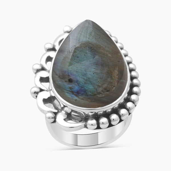 Natural Labradorite Silver Rings