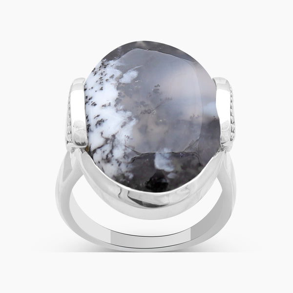 925 sterling Silver Dendritic Opal Rings