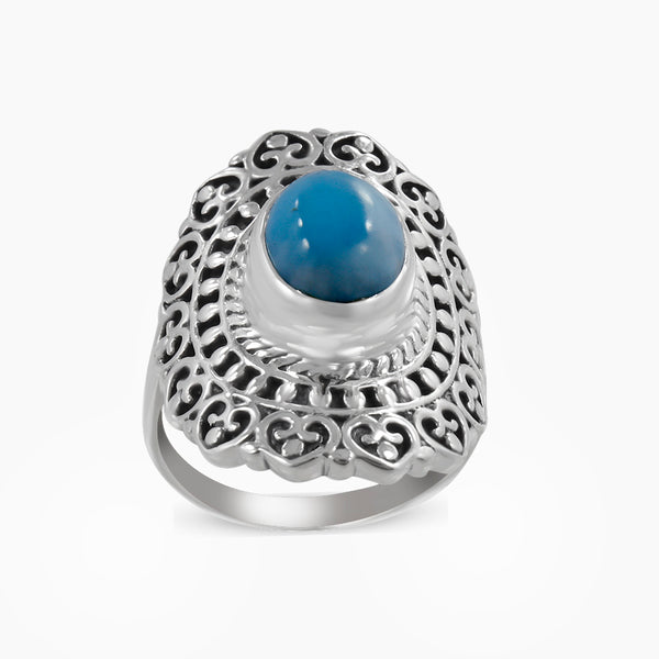 Larimar Gemstone 925 Sterling Silver Rings