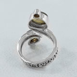 Rainbow Moonstone & Larimar Silver Ring