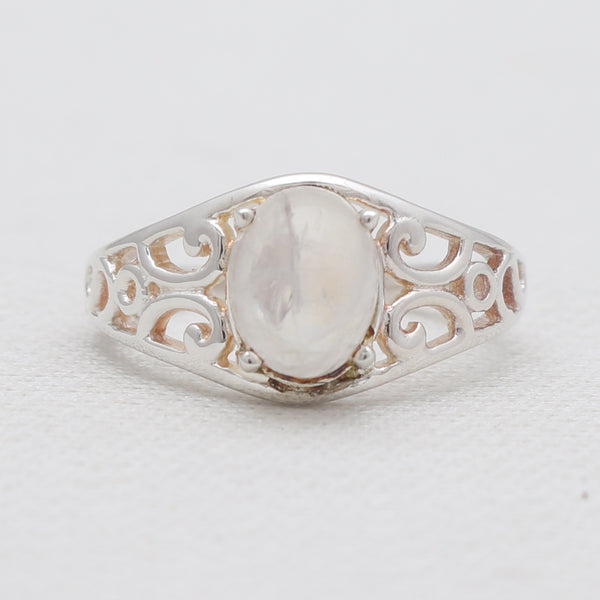 Rainbow Moonstone Silver Rings