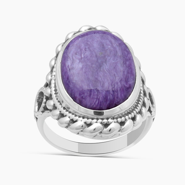 925 Sterling Silver Charoite Rings