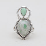Green Glacier Emerald Silver Rings