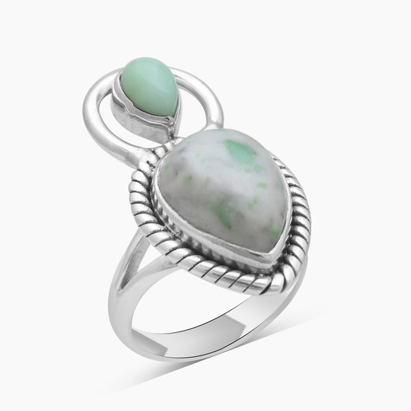 Green Glacier Emerald Silver Rings