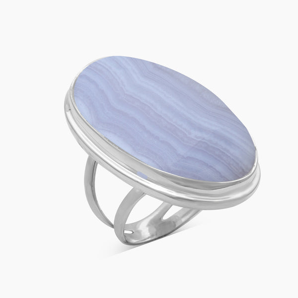 Blue Lace Agate Silver Rings