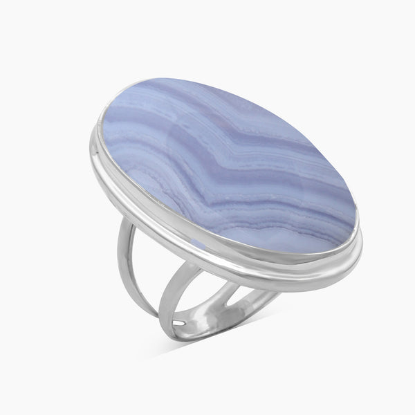 Blue Lace Agate Silver Rings