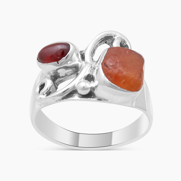 925 Sterling Silver Fanta Garnet Rings