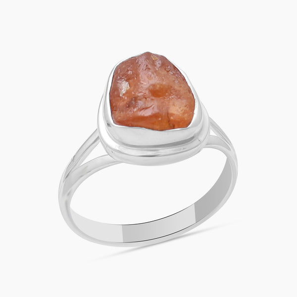 Raw Fanta Garnet Silver Rings