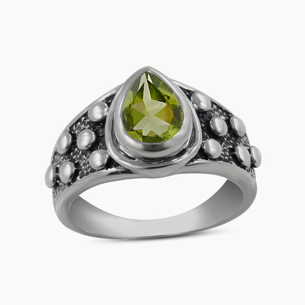 925 Silver Natural Peridot Rings