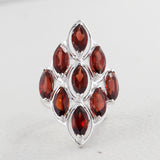 Natural Garnet Silver Rings