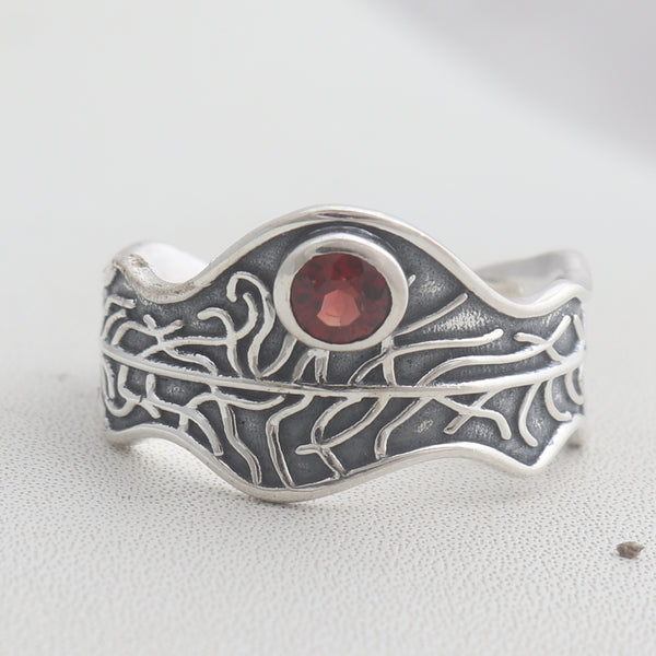 925 Sterling Silver Garnet Ring