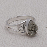 925 Silver Pyrite Druzy Rings