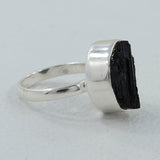Raw Black Tourmaline Silver Rings