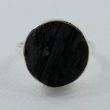 Raw Black Tourmaline Silver Rings