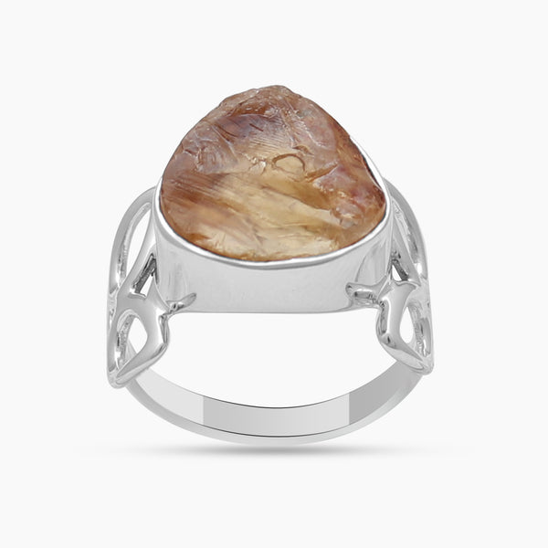 925 Sterling Silver Rough Citrine Rings