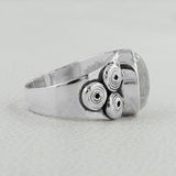 Natural Rainbow Moonstone Sterling Silver Ring