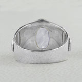 Natural Rainbow Moonstone Sterling Silver Ring