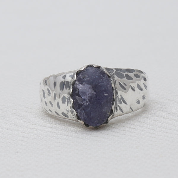 Rough Tanzanite Silver Rings