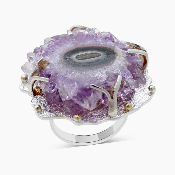 Amethyst Slice Silver Rings