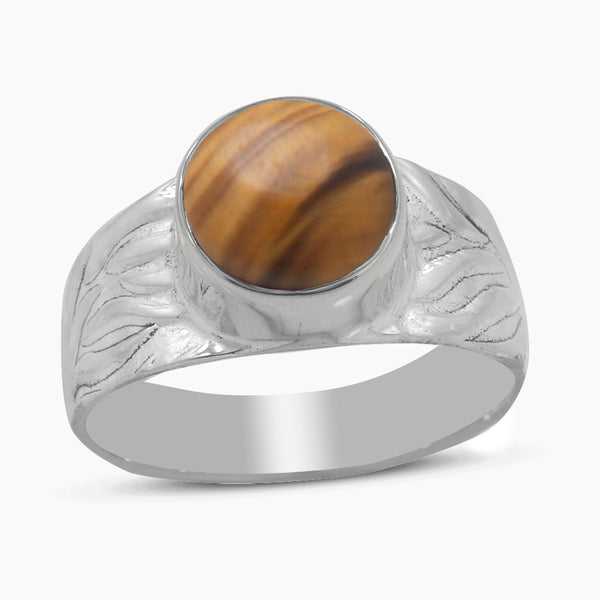 Natural Tiger Eye Silver Rings