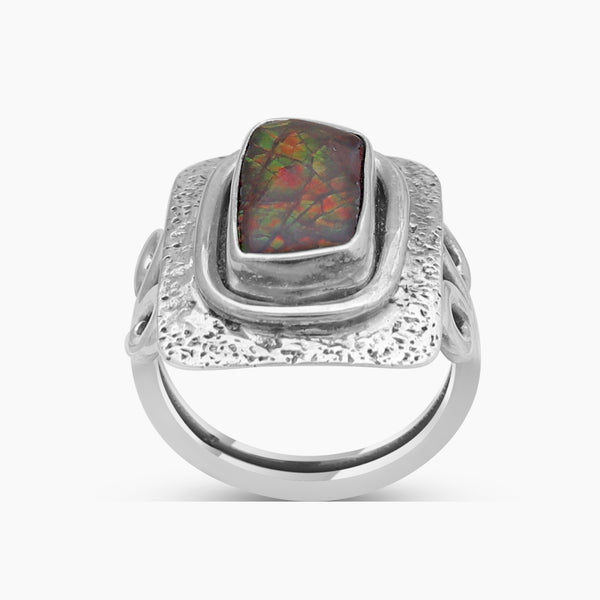 Ammolite Silver Rings