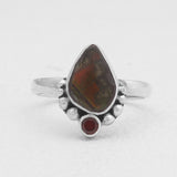 Ammolite & Garnet Silver Rings