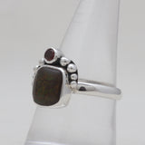 Ammolite & Garnet Silver Rings
