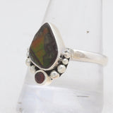 Ammolite & Garnet Silver Rings
