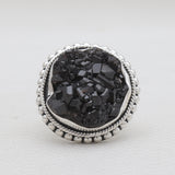 Melanite Black Garnet Silver Rings