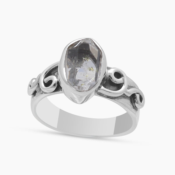 Herkimer Quartz Silver Rings