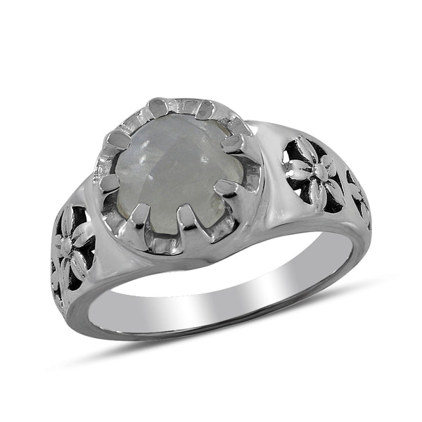 Rainbow Moonstone Silver Ring