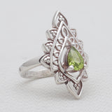 Green Peridot Vintage Style Silver Rings