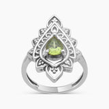 Green Peridot Vintage Style Silver Rings