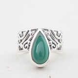 Green Malachite Silver Rings