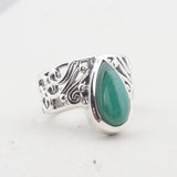 Green Malachite Silver Rings
