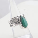 Green Malachite Silver Rings