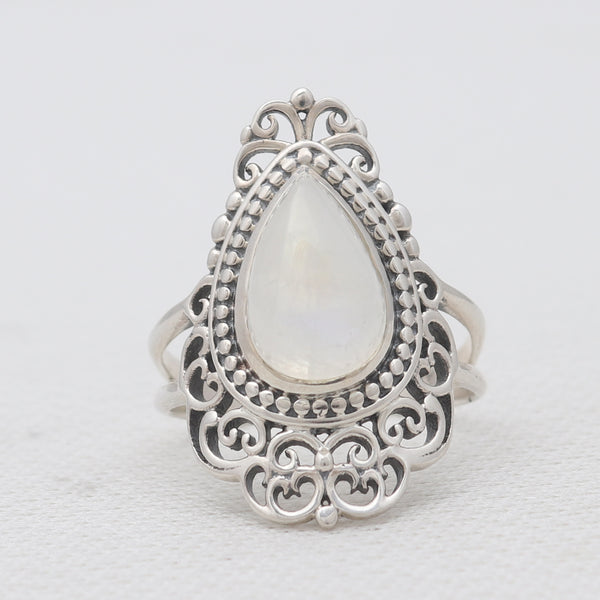 Rainbow Moonstone Silver Women Rings