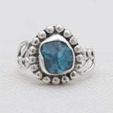 Neon Apatite Silver Designer Rings