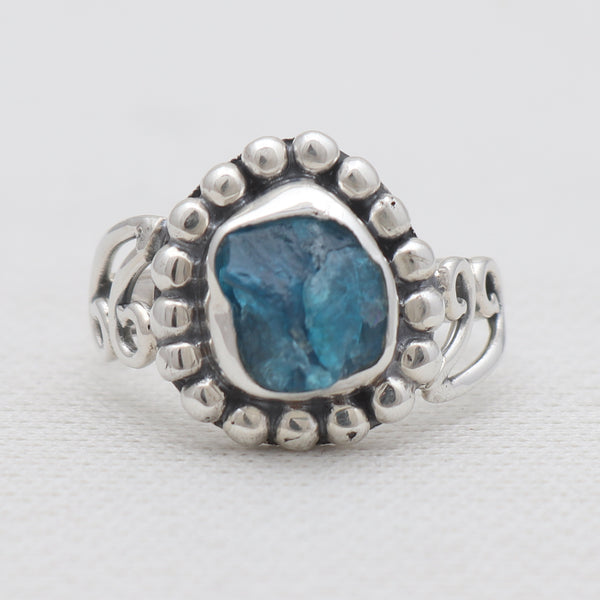 Neon Apatite Silver Designer Rings