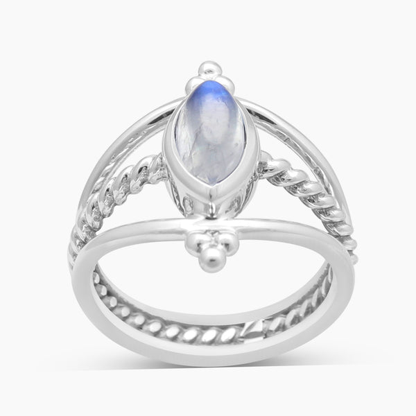 925 Sterling Silver Rainbow Moonstone Rings