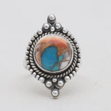 Turquoise Spiny Oyster Silver Rings