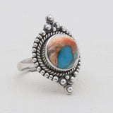 Turquoise Spiny Oyster Silver Rings