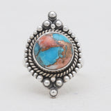 Turquoise Spiny Oyster Silver Rings