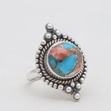Turquoise Spiny Oyster Silver Rings