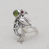Tourmaline Silver Bird Rings