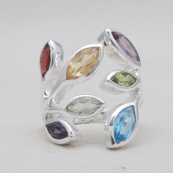 925 Silver Multi Gemstone Rings